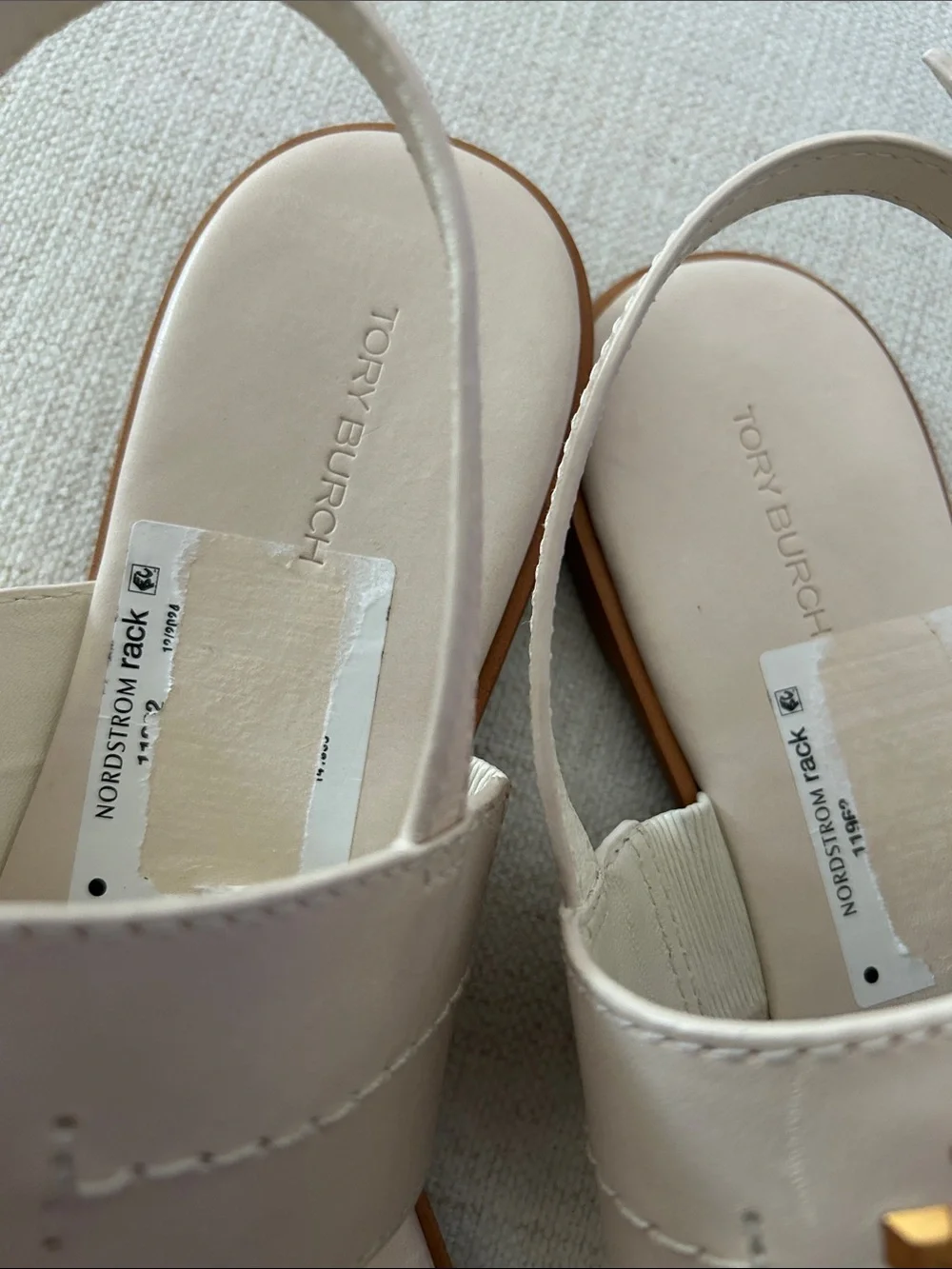 TORY BURCH Mini Everly Back Strap Leather Sandal In Ivory, Size 10.5, NWT no box